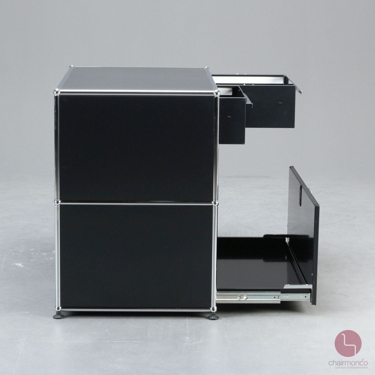 Preview: USM Haller Techniksideboard Schwarz mit Schubladen 75 x 75 x 50 cm gebraucht