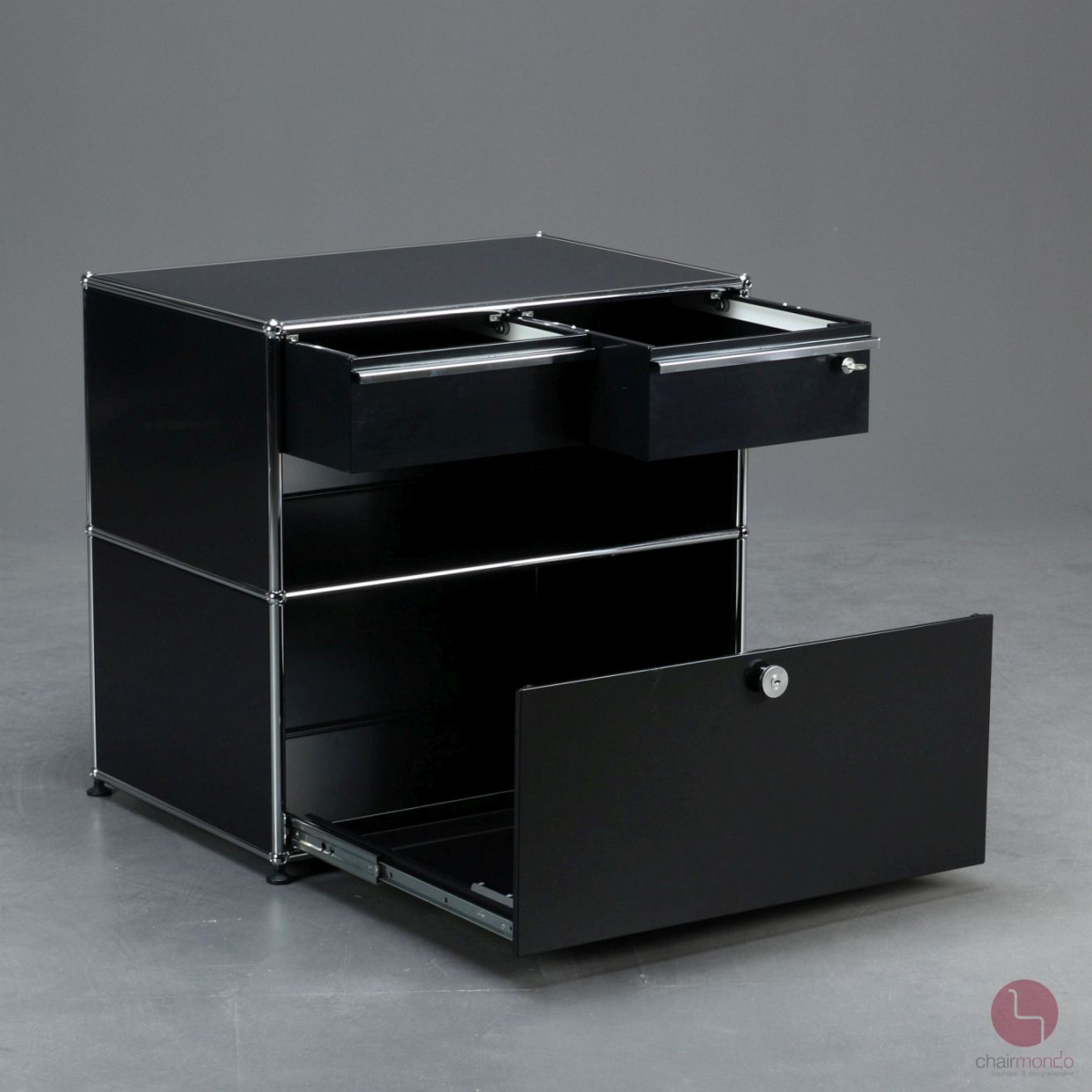 Preview: USM Haller Techniksideboard Schwarz mit Schubladen 75 x 75 x 50 cm gebraucht