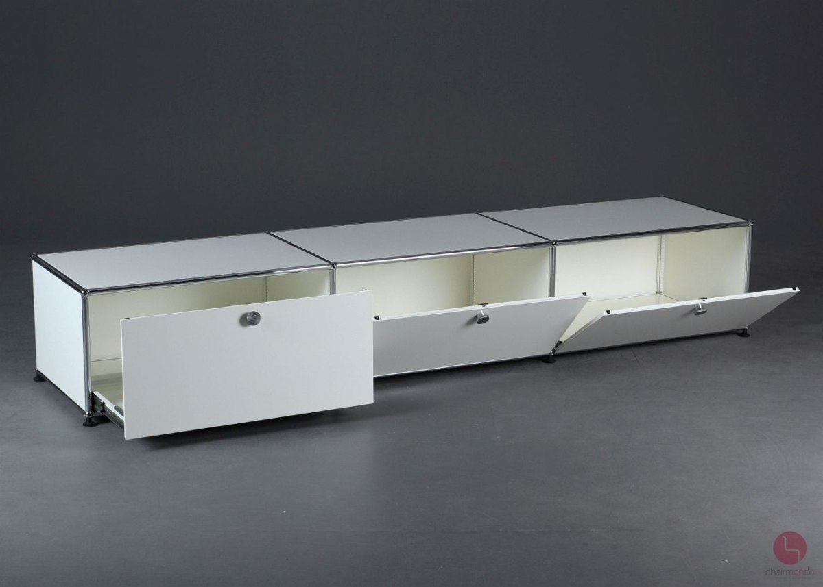 Preview: USM Haller Lowboard Weiß mit drei Fächern gebraucht