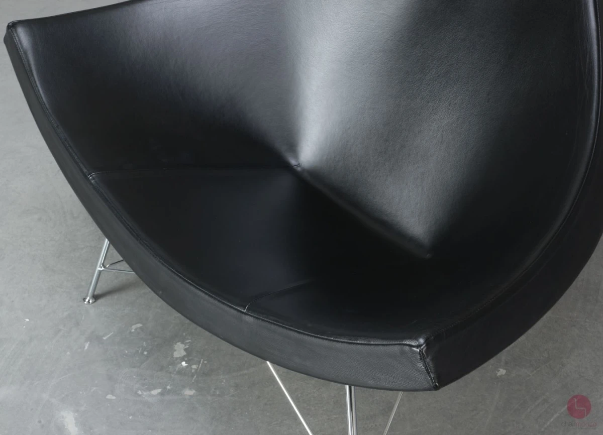 Vitra Coconut Chair Lounge Sessel Leder Schwarz Schale Weiß gebraucht