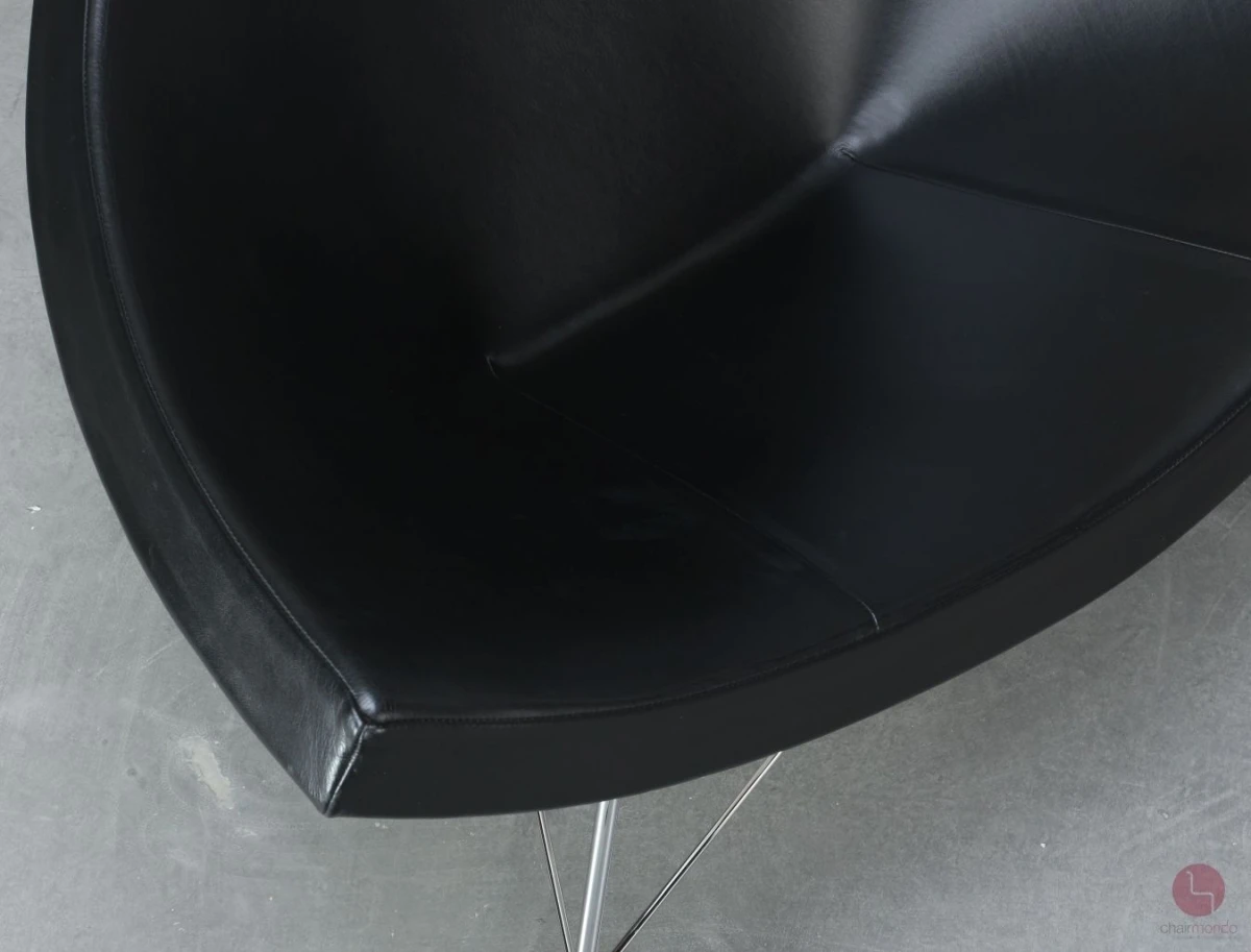 Vitra Coconut Chair Lounge Sessel Leder Schwarz Schale Weiß gebraucht