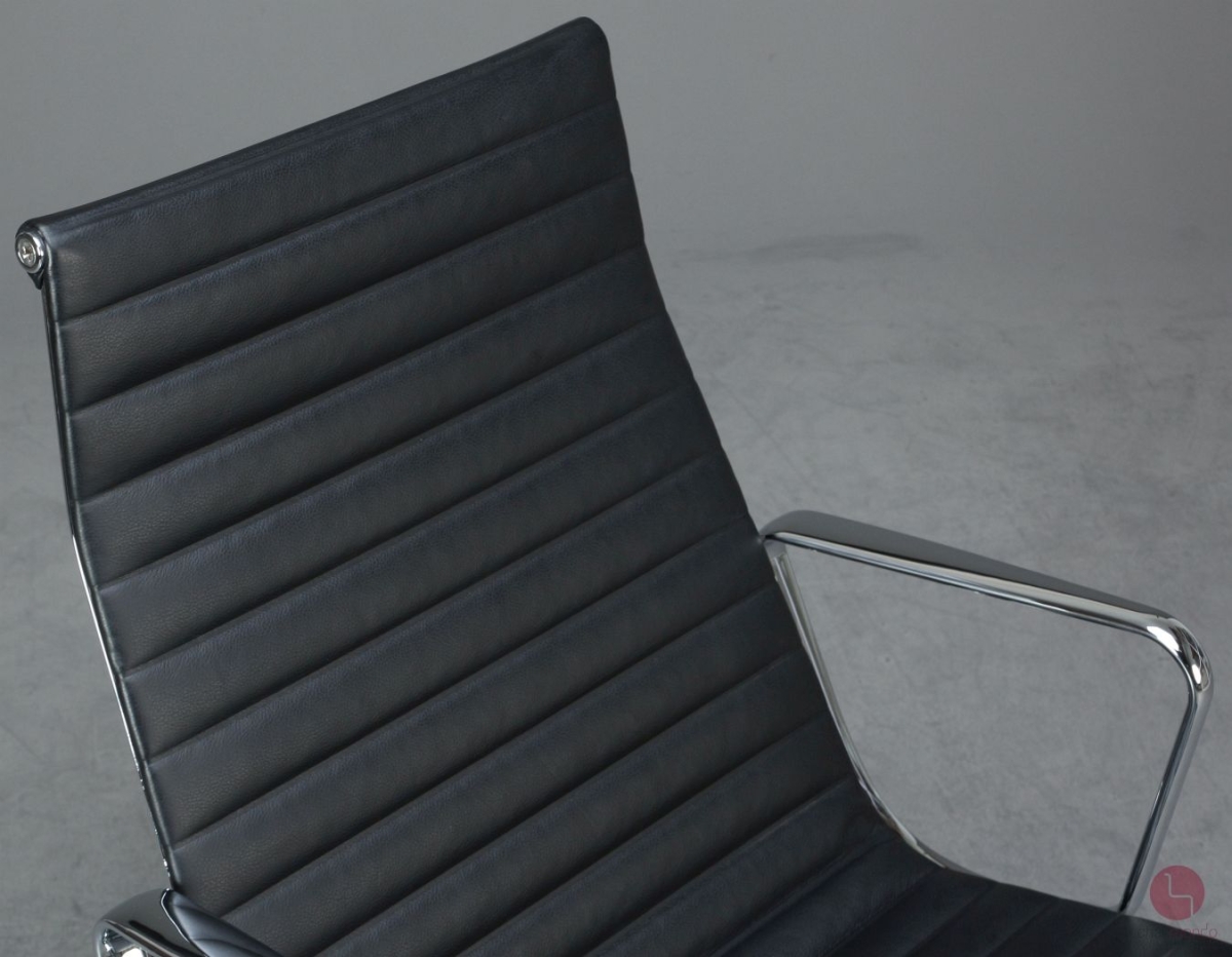 Preview: Vitra EA 116 Aluminium Chair Sessel Leder Schwarz gebraucht