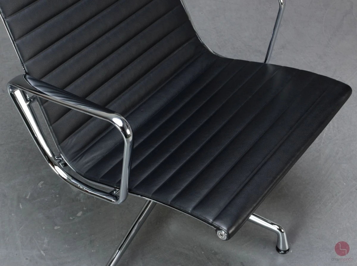 Vitra EA 116 Aluminium Chair Sessel Leder Schwarz gebraucht