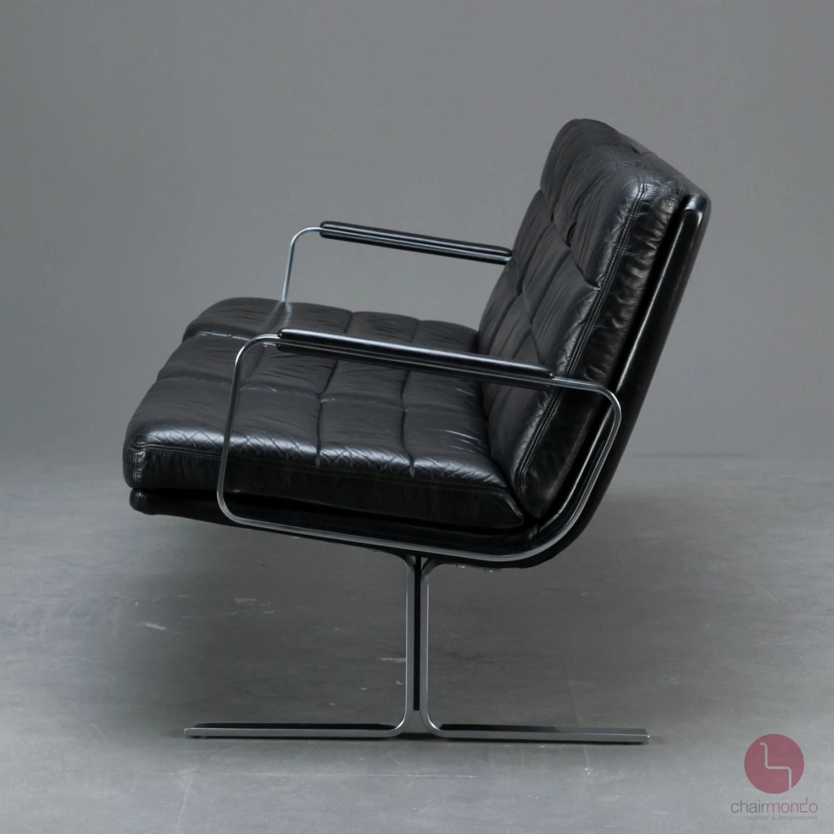 Walter Knoll Economy Leder Lounge Sitzgarnitur mit schwarzem Leder - gebraucht