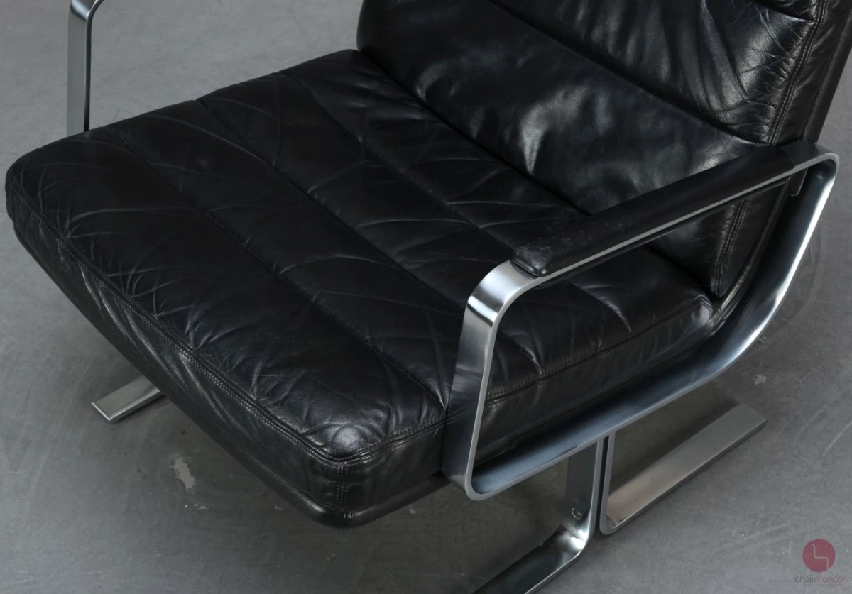 Walter Knoll Economy Leder Lounge Sitzgarnitur mit schwarzem Leder - gebraucht