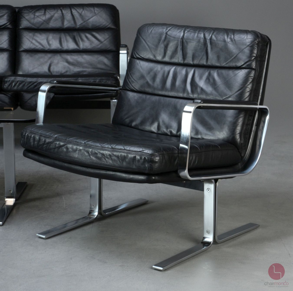 Preview: Walter Knoll Economy Leder Lounge Sitzgarnitur mit schwarzem Leder - gebraucht
