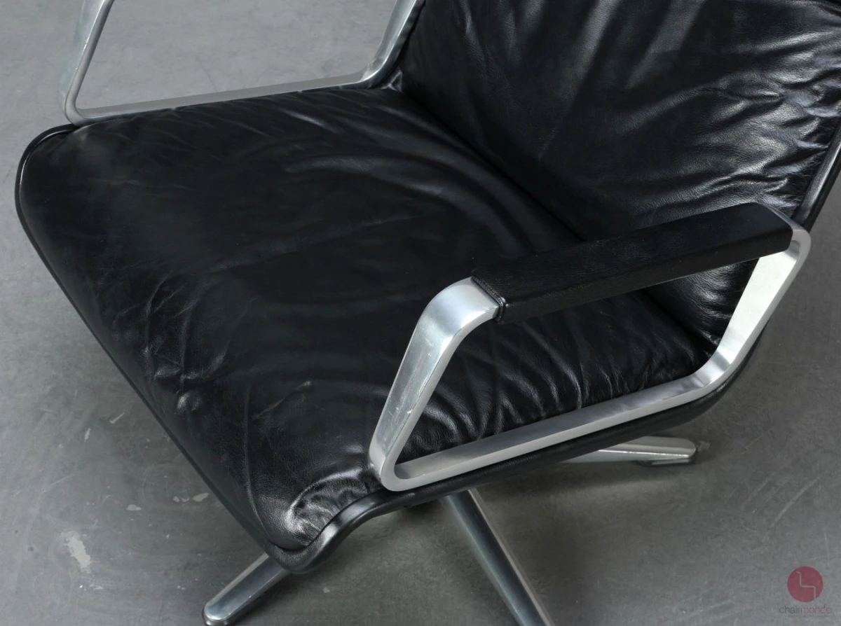 Wilkhahn Delta 2000 Lounge Sessel Leder Schwarz 1970er Vintage - gebraucht