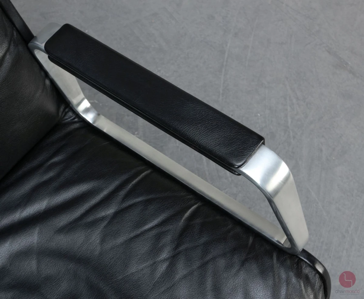 Wilkhahn Delta 2000 Lounge Sessel Leder Schwarz 1970er Vintage - gebraucht