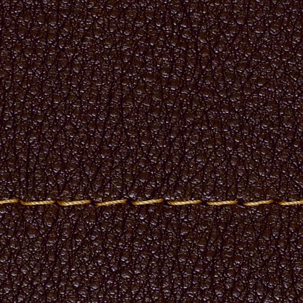 Leder III - Nappaleder dunkelbraun, Garn ockerbraun, Doppelsteppnaht