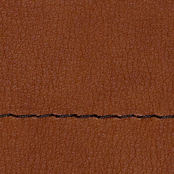 Leder III - Nappaleder mittelbraun, Garn schwarz, Doppelsteppnaht