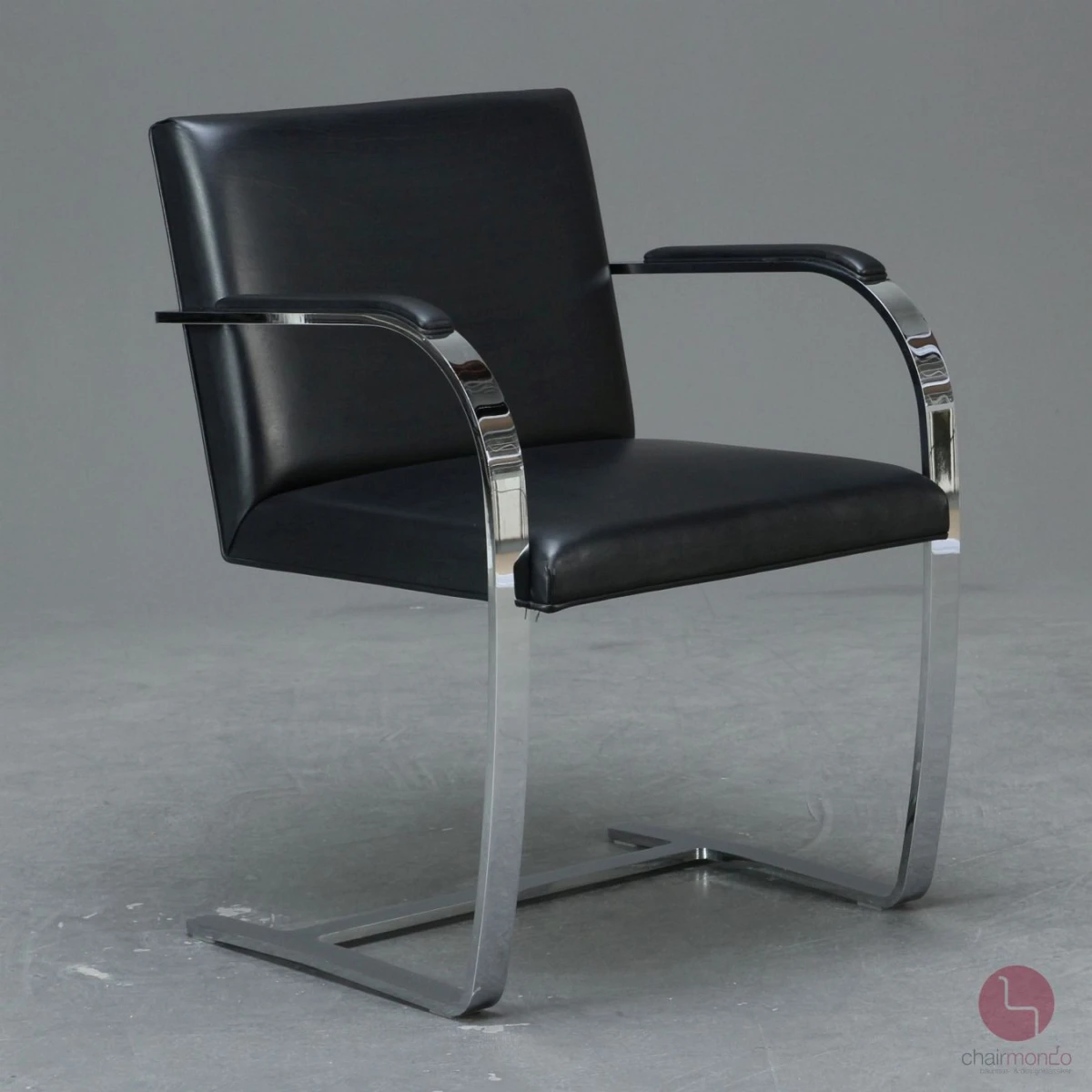 Knoll Brno Freischwinger Armlehnstuhl Leder Schwarz gebraucht