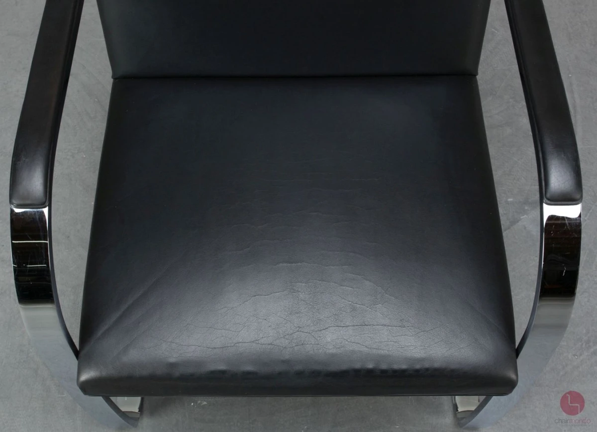 Knoll Brno Freischwinger Armlehnstuhl Leder Schwarz gebraucht