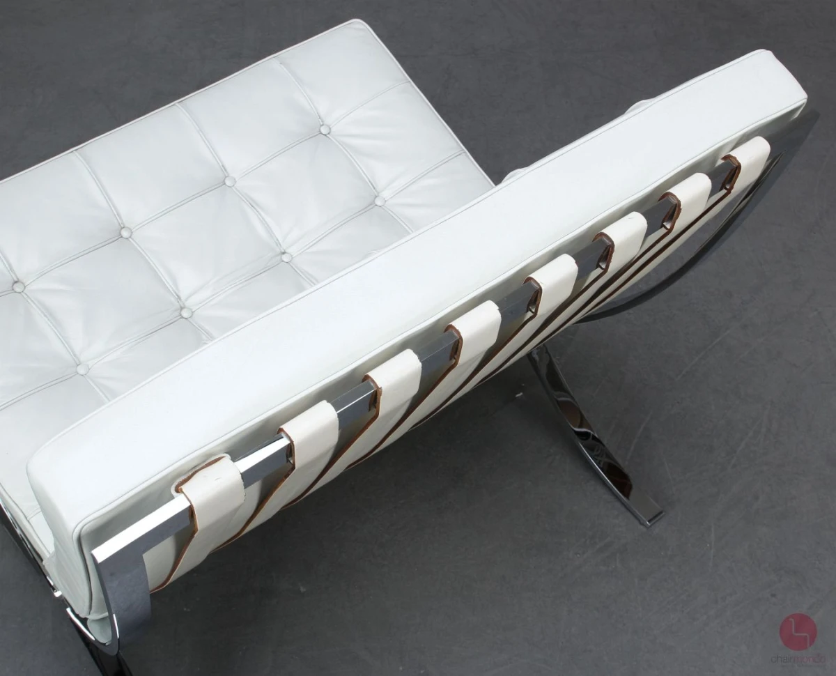 Knoll Barcelona Chair mit weißem Leder - gebraucht