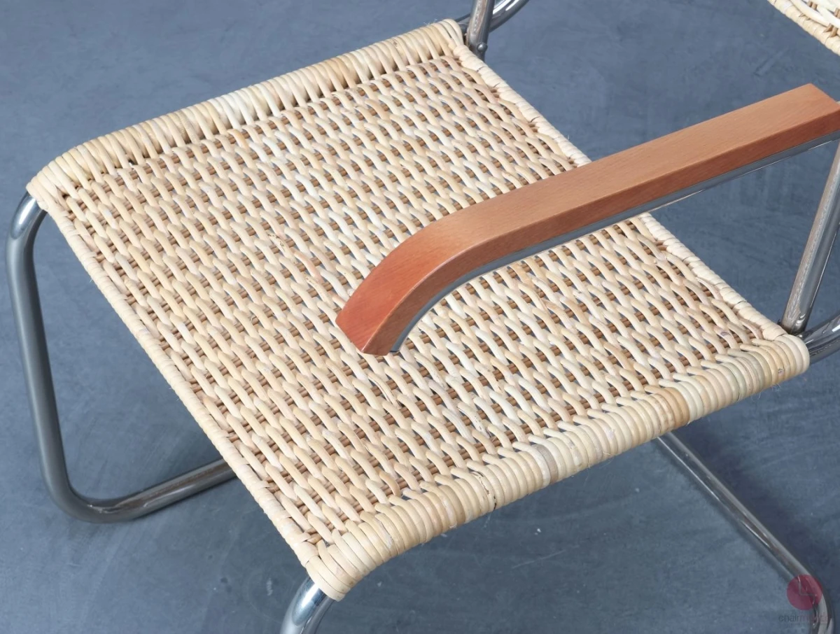 Tecta D40 Freischwinger mit neuem Natur-Geflecht, gebraucht