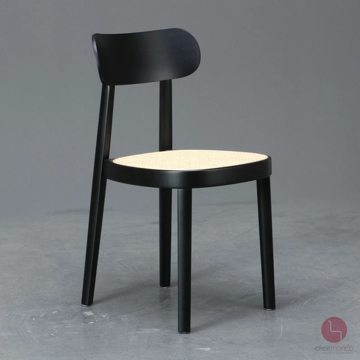 Thonet 118 Holzstuhl Schwarz mit Geflecht und Stützgewebe