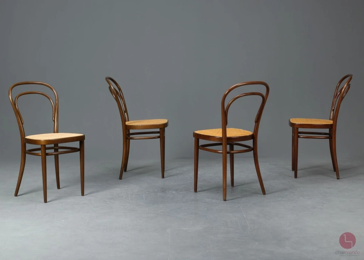 Thonet 214 Nussbaum Braun Bugholzstuhl mit Geflecht Vintage gebraucht