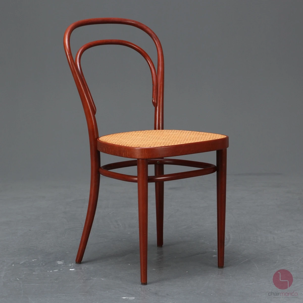 Thonet 214 Mahagoni Braun Bugholzstuhl mit Geflecht gebraucht