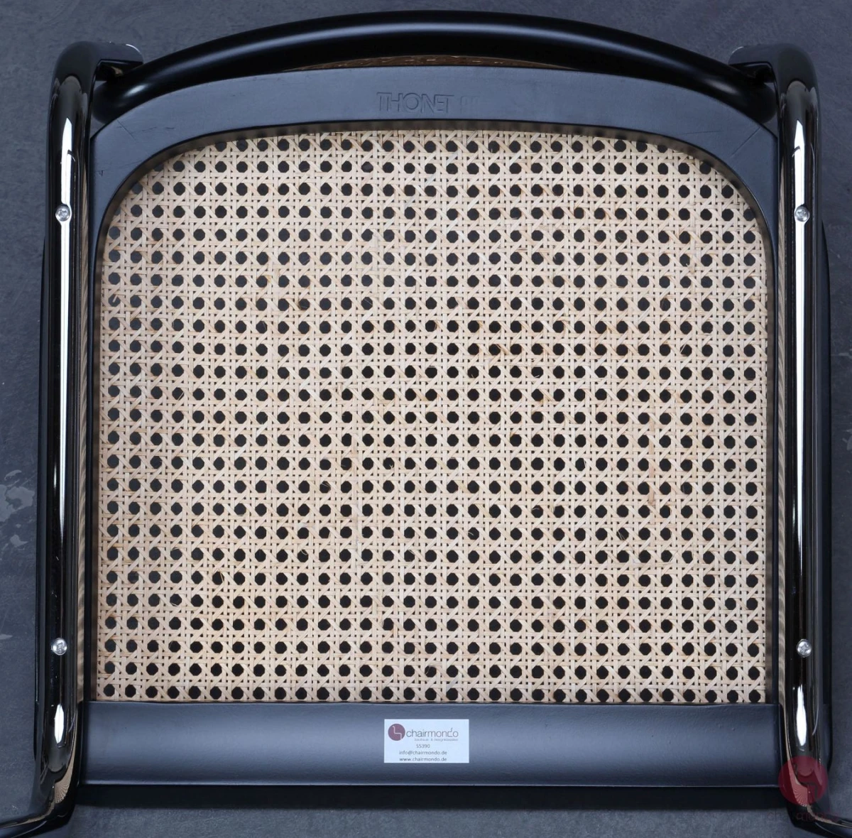 Thonet S32 Schwarz Freischwinger mit Wiener Geflecht restauriert