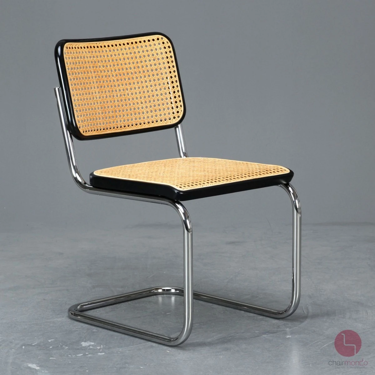 Thonet S32 Schwarz Freischwinger mit Wiener Geflecht Vintage