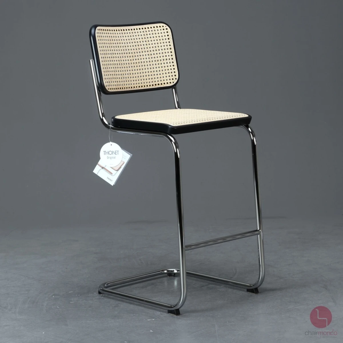 Thonet S32 VH Barstuhl mit Geflecht und Stützgewebe inkl. Filzgleiter