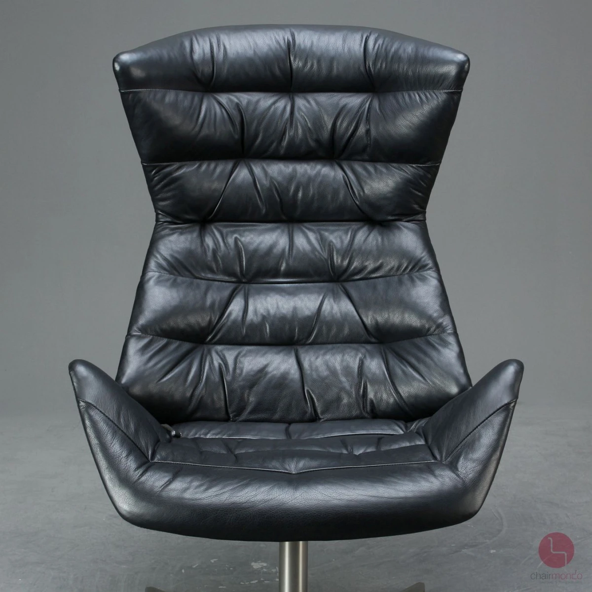 Thonet 808 Lounge Leder Sessel Schwarz mit Ottoman gebraucht