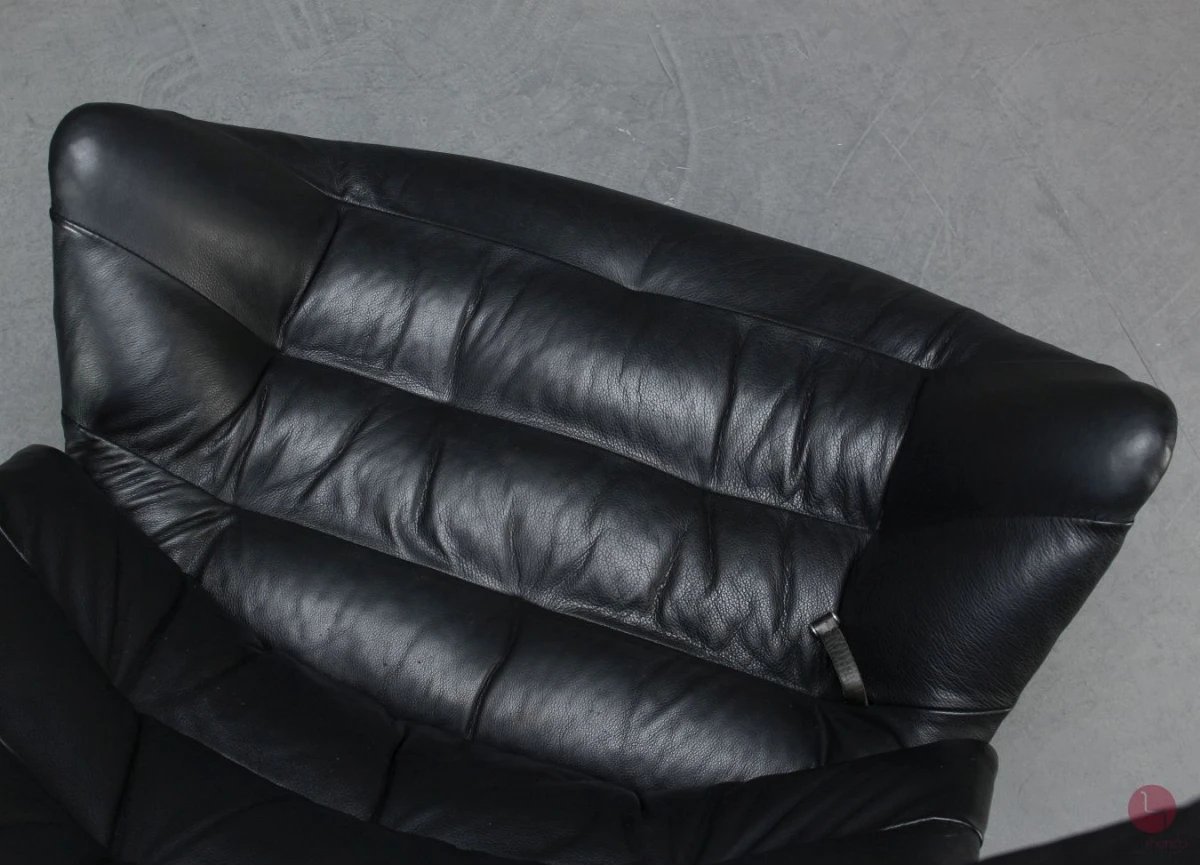 Thonet 808 Lounge Leder Sessel Schwarz mit Ottoman gebraucht