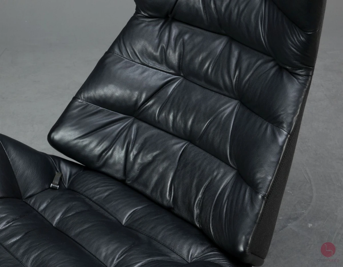 Thonet 808 Lounge Leder Sessel Schwarz mit Ottoman gebraucht