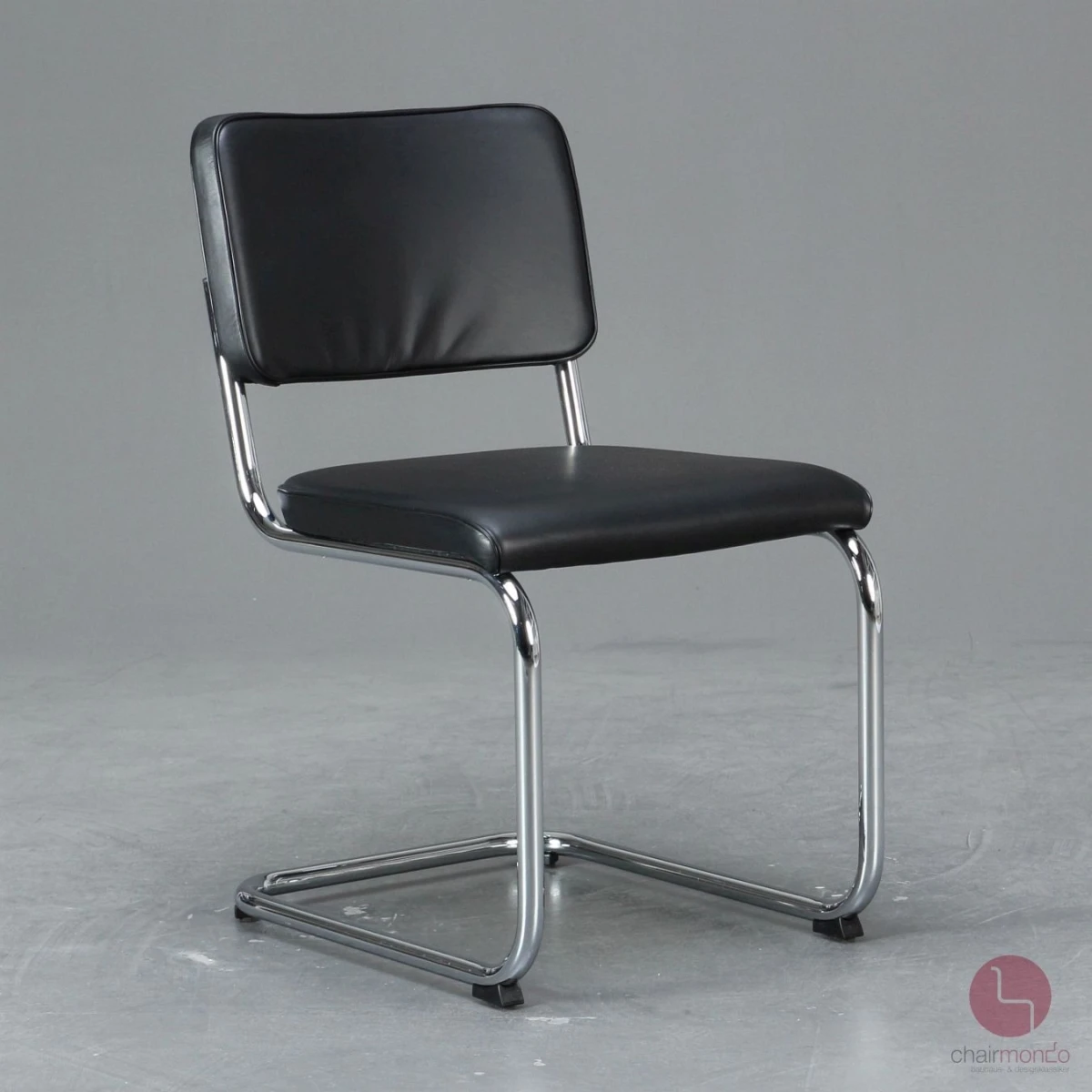 Thonet S32 PV Freischwinger Leder Schwarz gebraucht