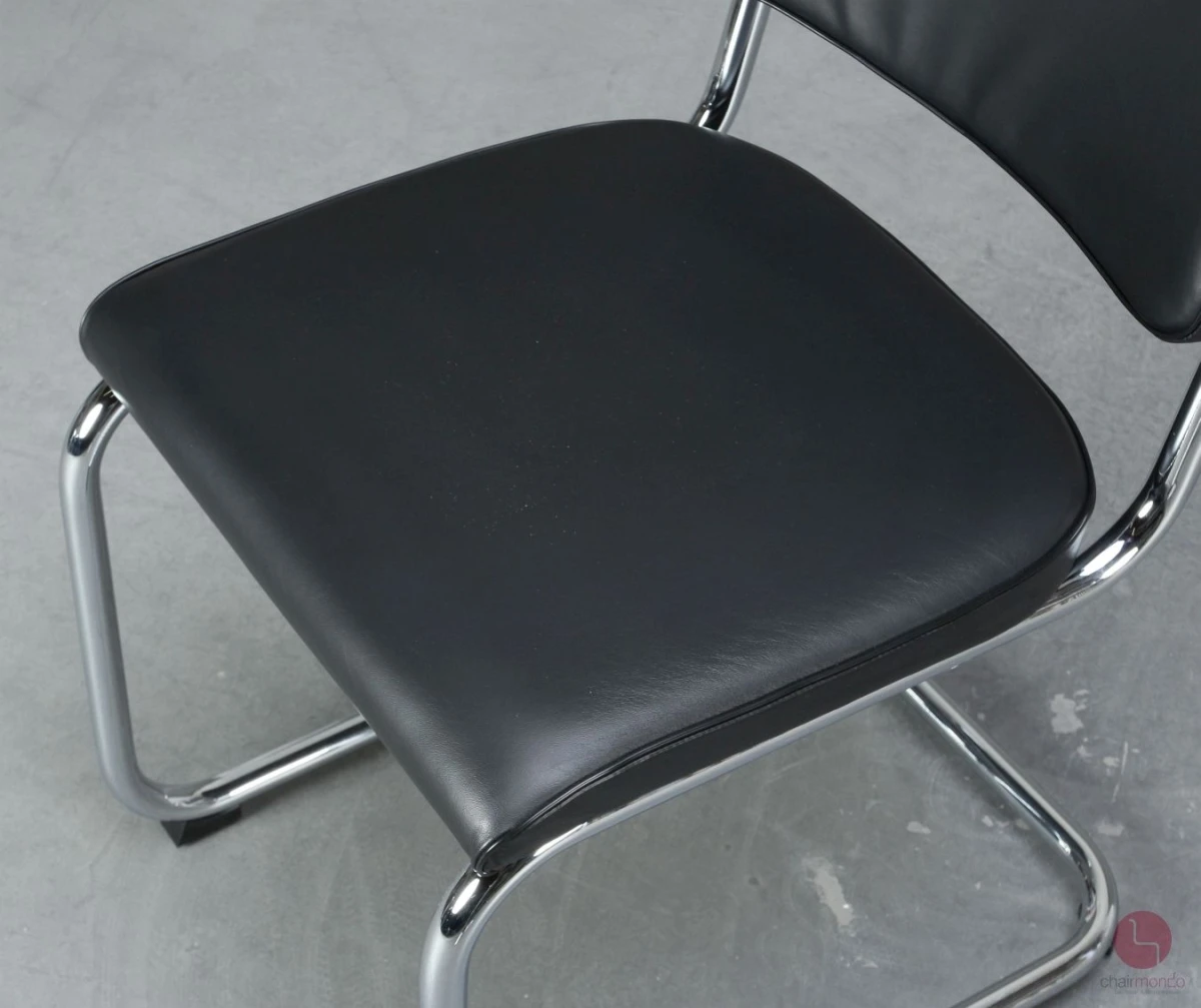 Thonet S32 PV Freischwinger Leder Schwarz gebraucht