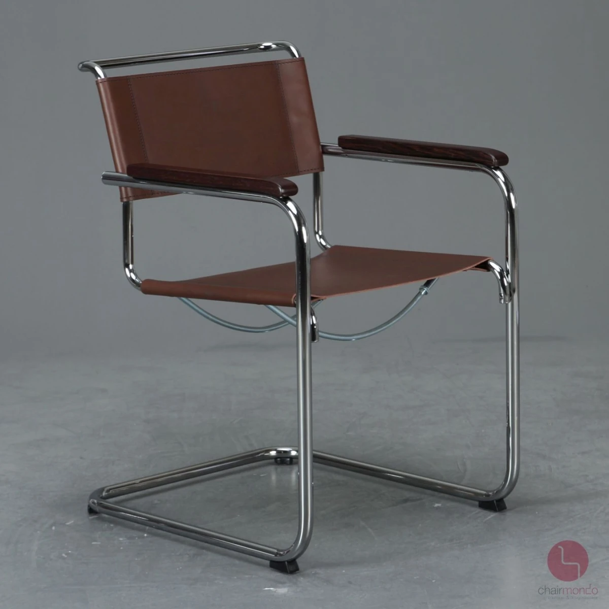 Thonet S34 Freischwinger mit neuem Kernleder in Schoko Braun - gebraucht
