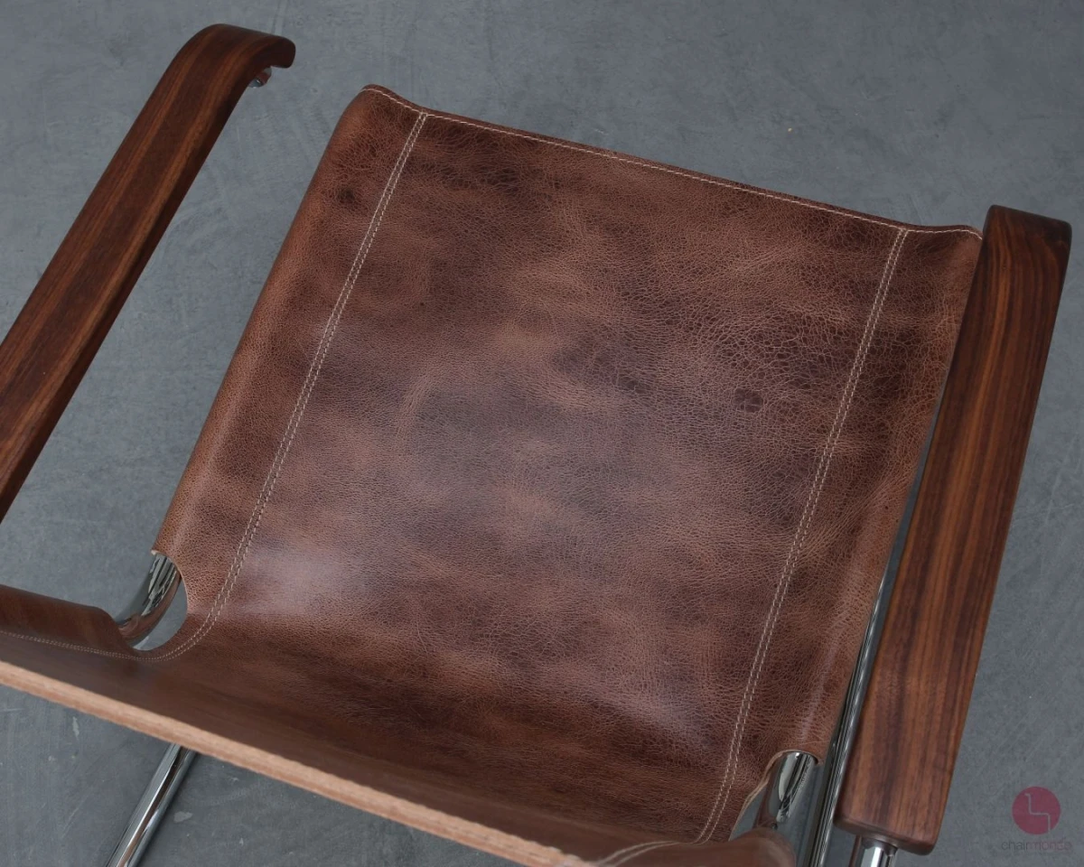 Thonet S35 L Pure Materials Freischwinger Sessel mit Büffelleder NEU