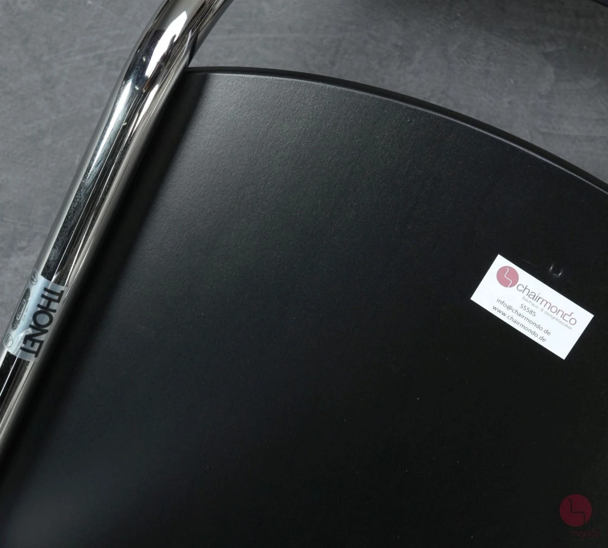 Thonet S43 H Freischwinger Barstuhl in Schwarz gebraucht