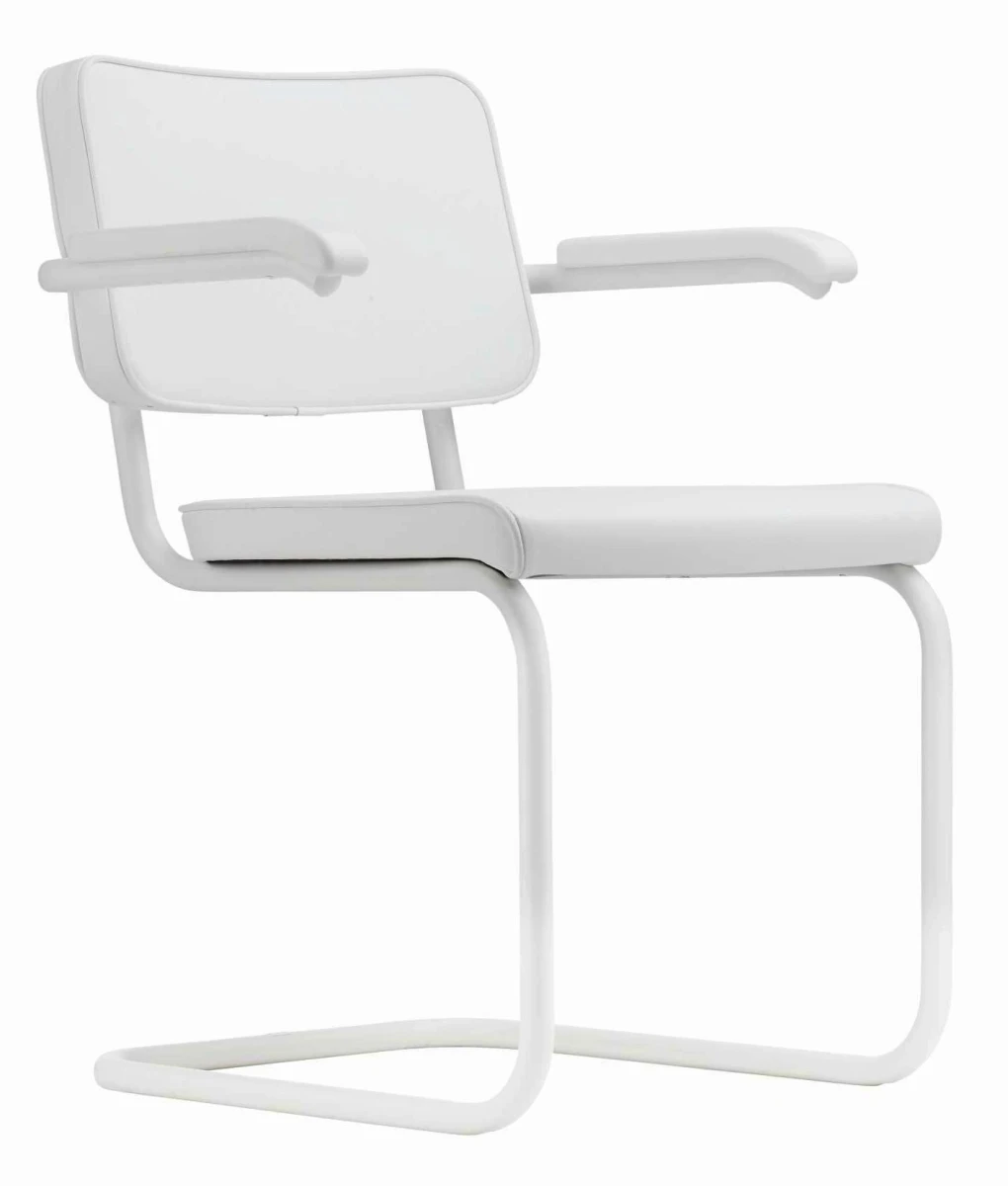 Thonet S64 PV White Edition Leder Bianco Ottico Weiß Gestell RAL9010 Frontansicht
