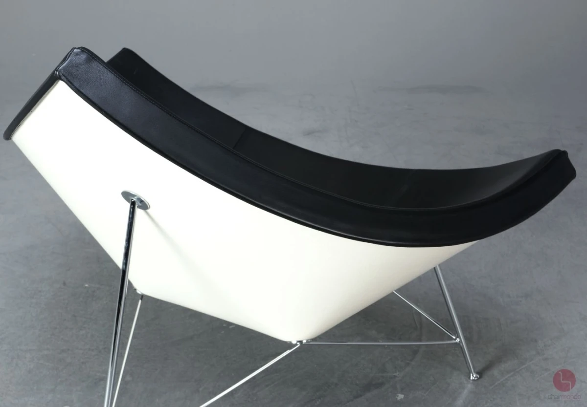 Vitra Coconut Chair Lounge Sessel Leder Schwarz Schale Weiß gebraucht