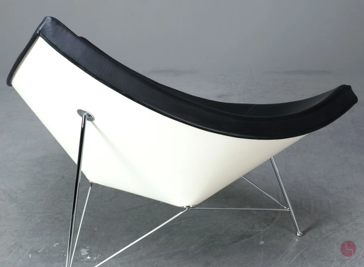 Vitra Coconut Chair Lounge Sessel Leder Schwarz Schale Weiß gebraucht