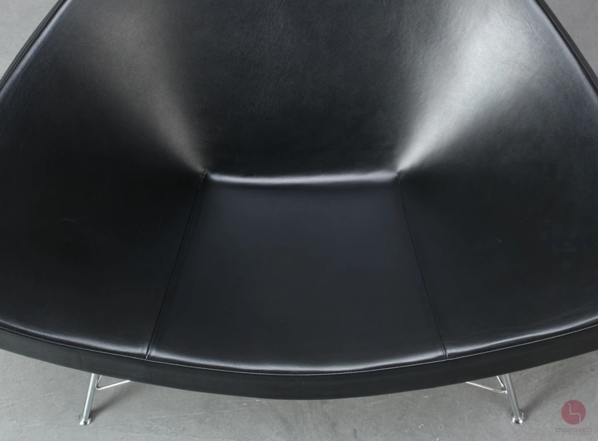 Vitra Coconut Chair Lounge Sessel Leder Schwarz Schale Weiß gebraucht