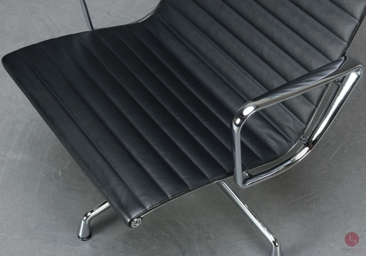 Vitra EA 116 Aluminium Chair Sessel Leder Schwarz gebraucht