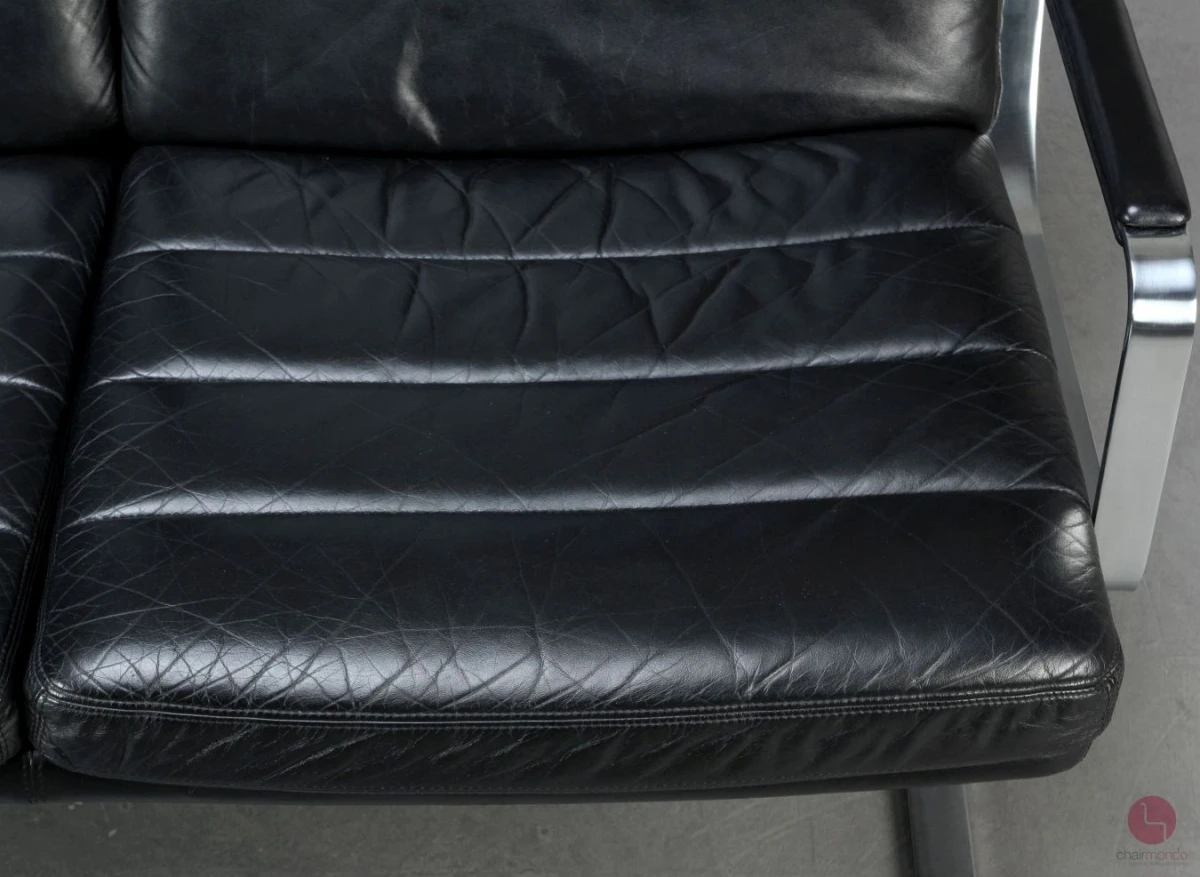 Walter Knoll Economy Leder Lounge Sitzgarnitur mit schwarzem Leder - gebraucht