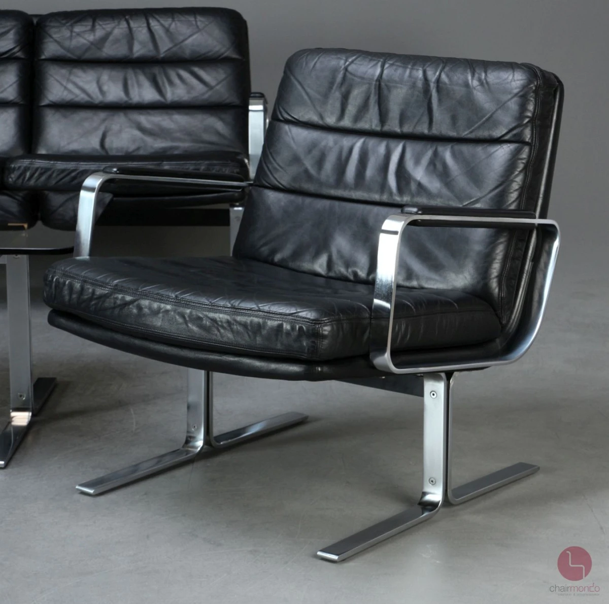 Walter Knoll Economy Leder Lounge Sitzgarnitur mit schwarzem Leder - gebraucht