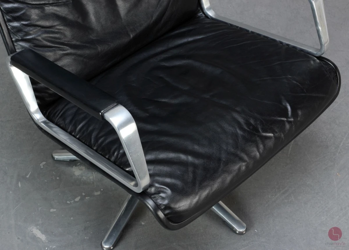 Wilkhahn Delta 2000 Lounge Sessel Leder Schwarz 1970er Vintage - gebraucht