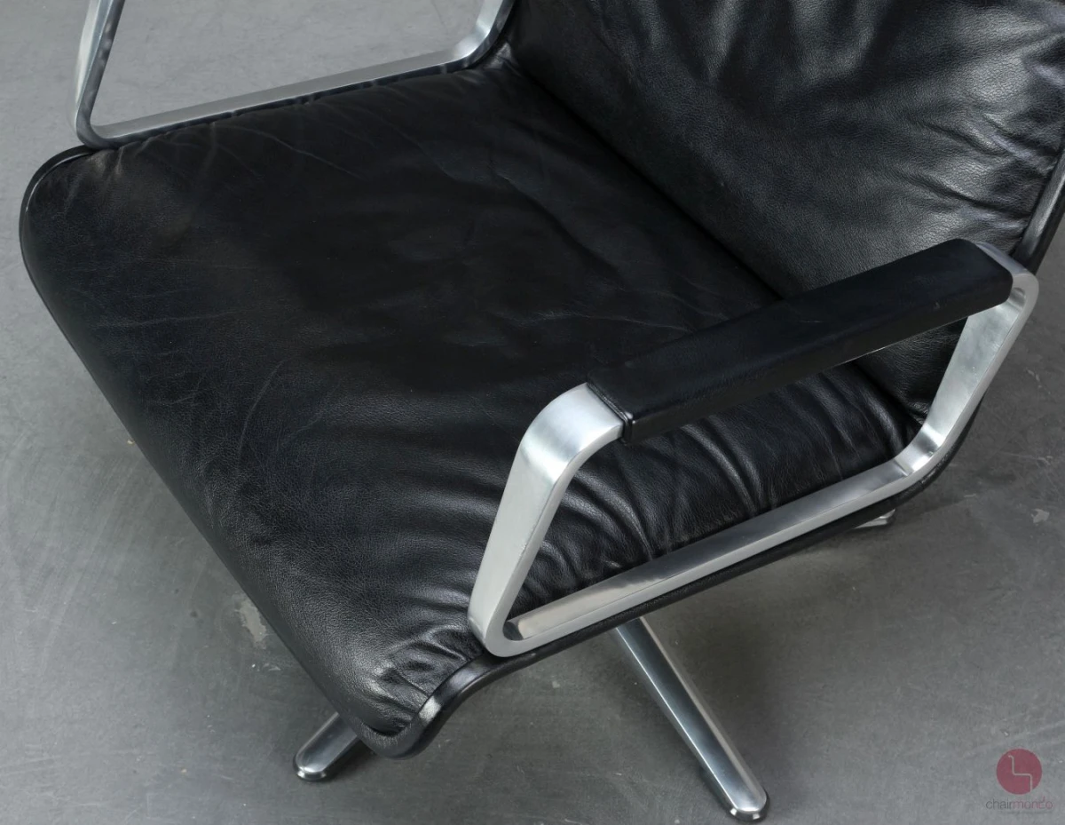 Wilkhahn Delta 2000 Lounge Sessel Leder Schwarz 1970er Vintage - gebraucht